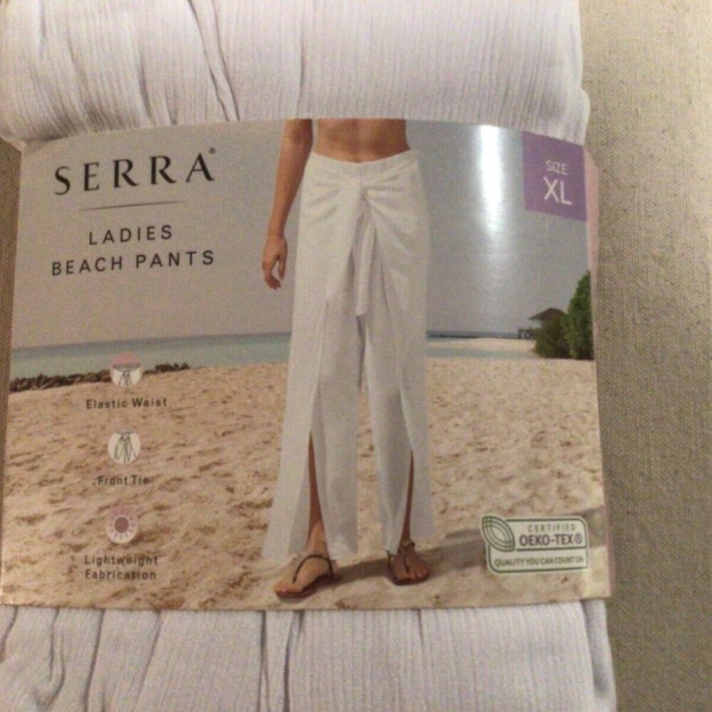 Serra Ladies Beach Pants, Swim Cover-up, Sz XL, WHITE